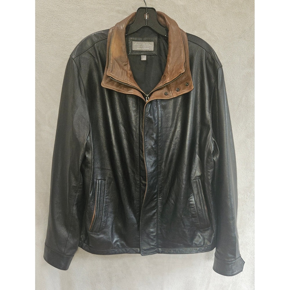 Daniel Cremieux Signature Collection Mens Large Black Brown Lamb Leather Jacket